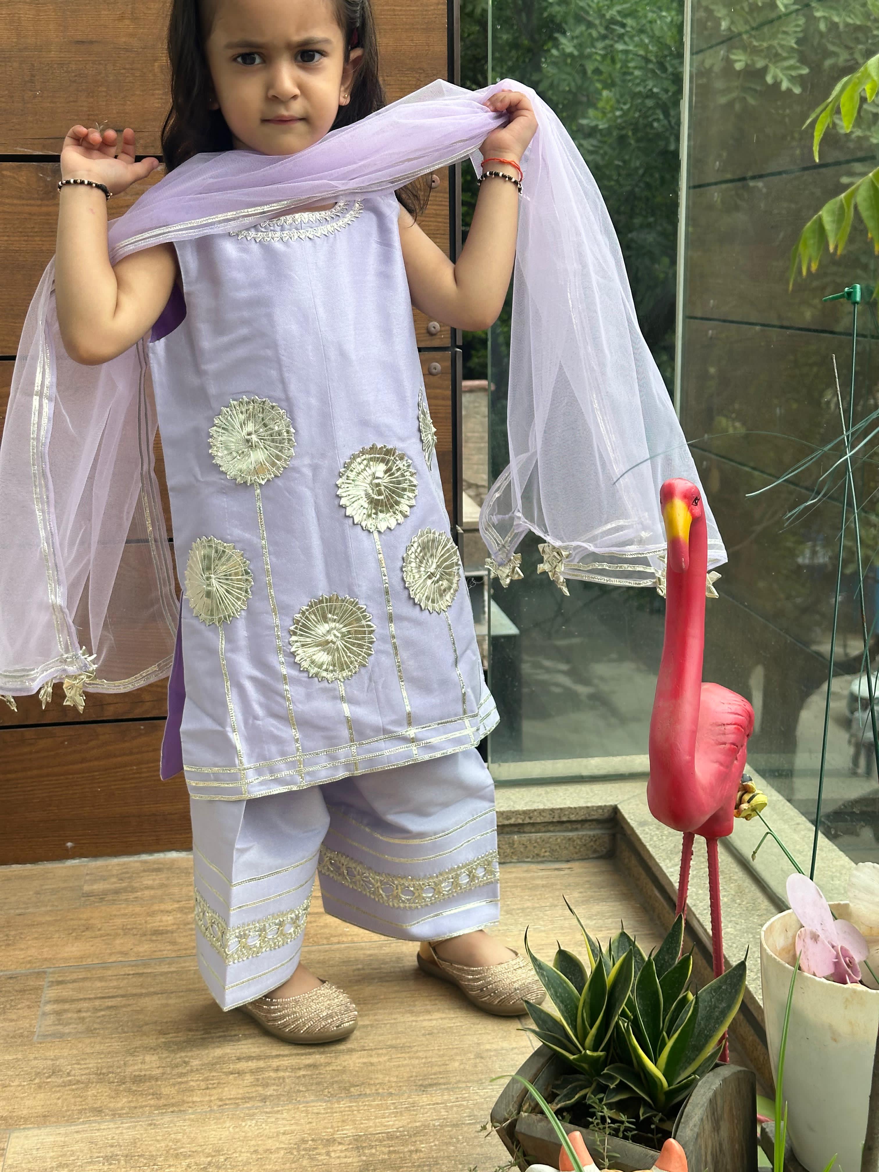 Lavender Embellished Kurta Set