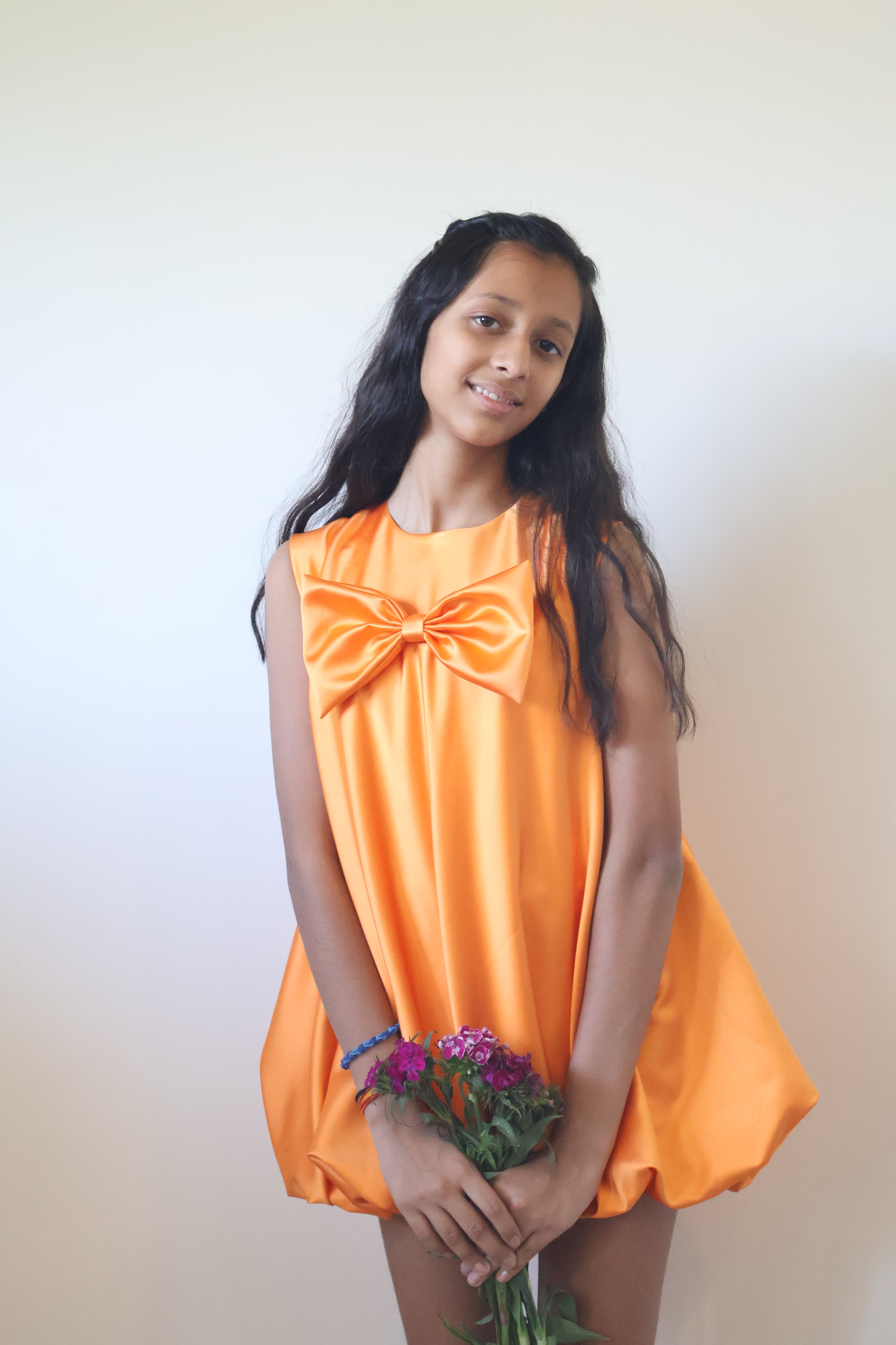 Orange Bow Bubble Dress
