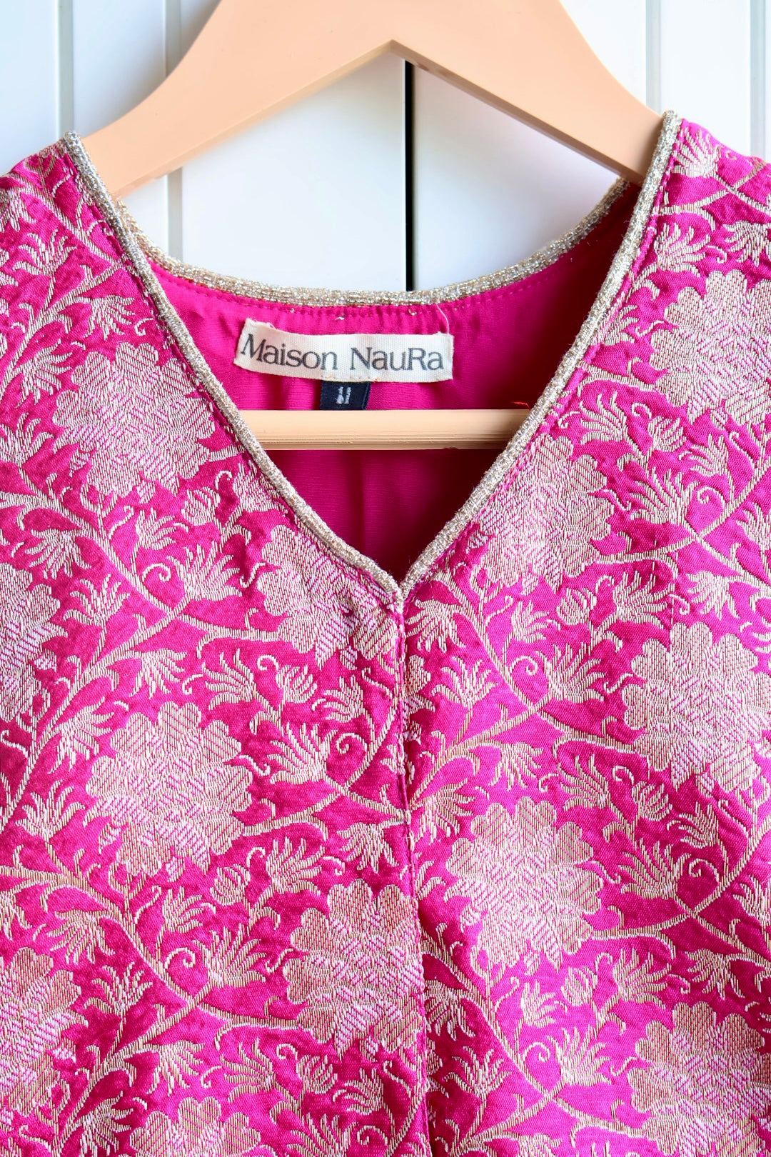 Hot Pink Brocade Short Kurti with gharara
