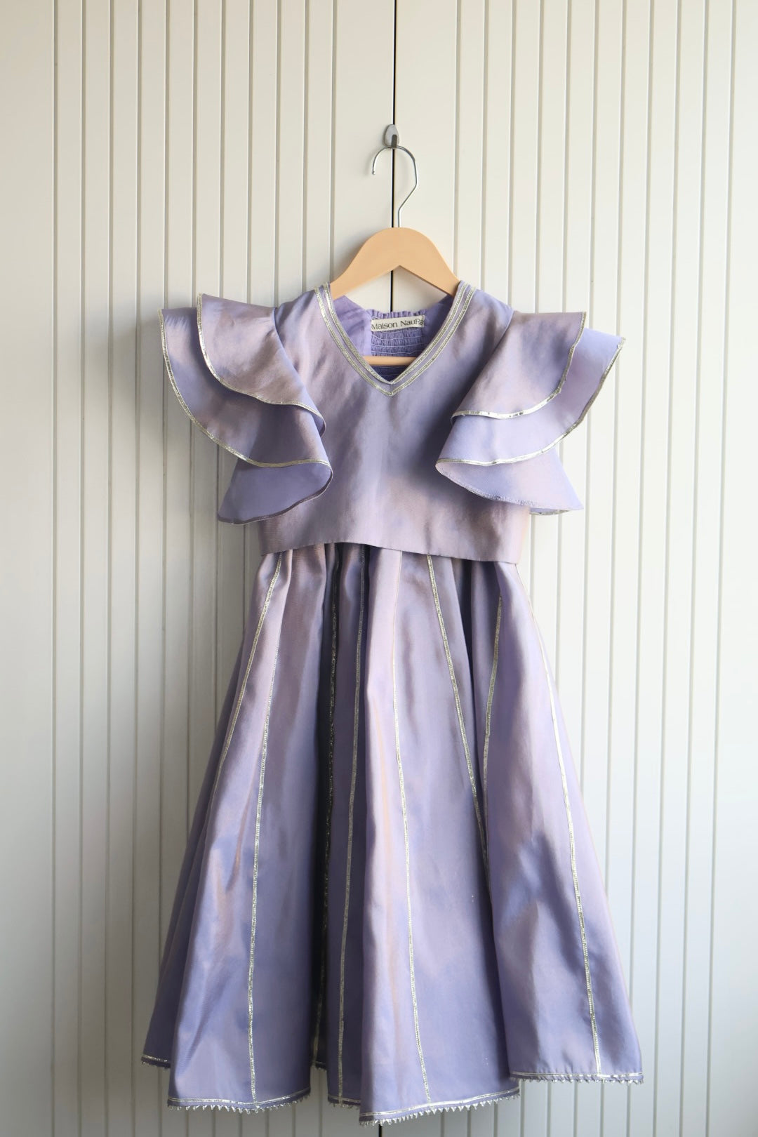 Lavender Frill sleeves crop top with lehnga