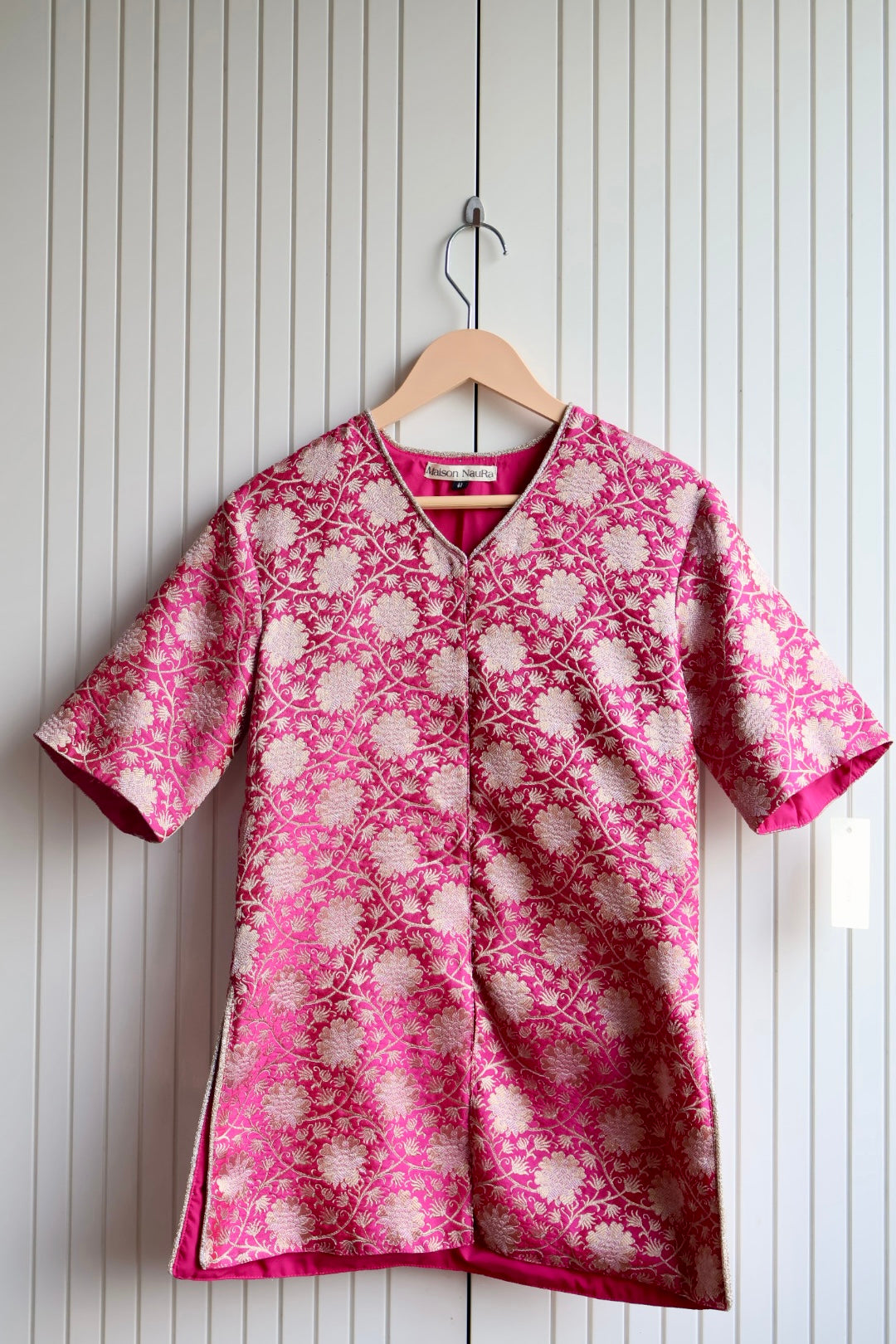 Hot Pink Brocade Short Kurti with gharara