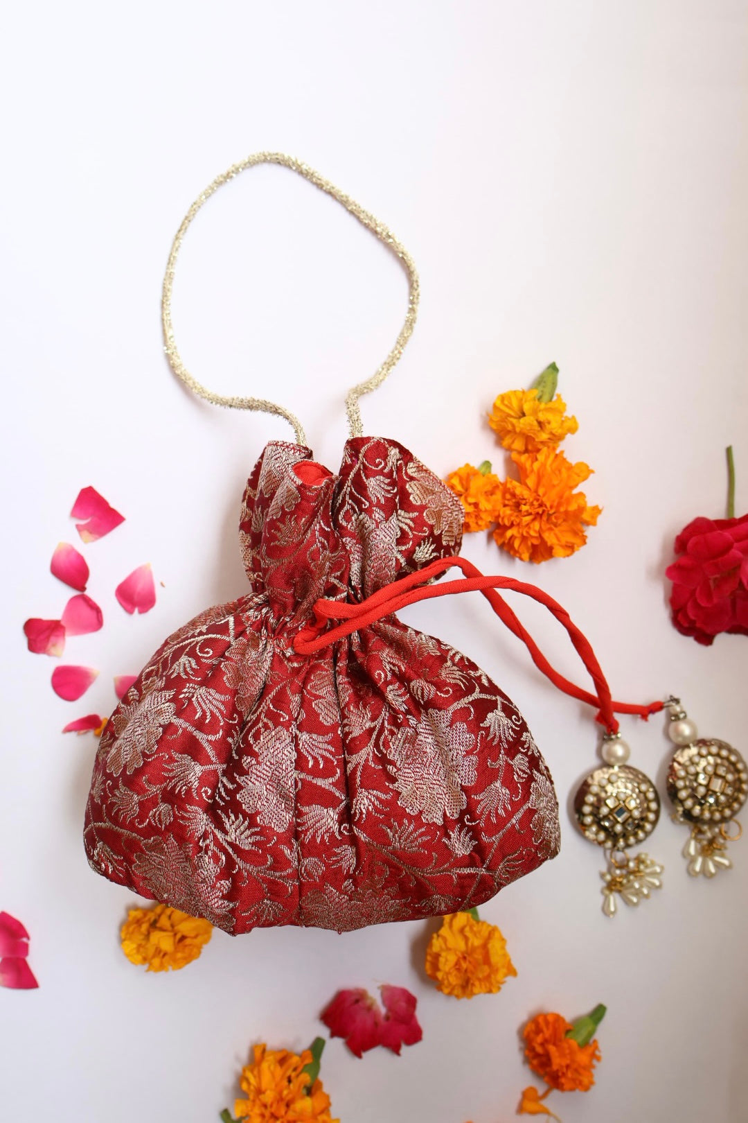 Red brocade Potli