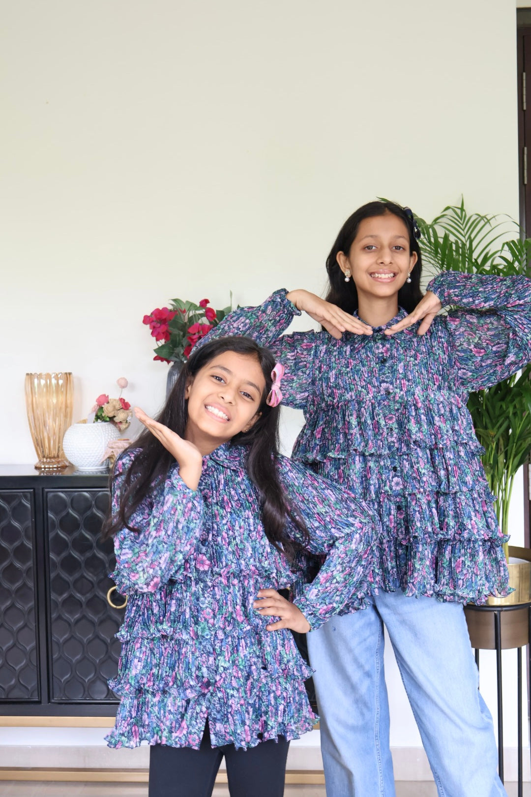 Multicolor floral Pleated frill shirt