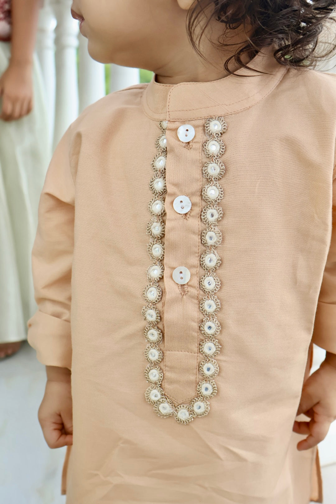 Rose gold Embroidered kurta pyjama set