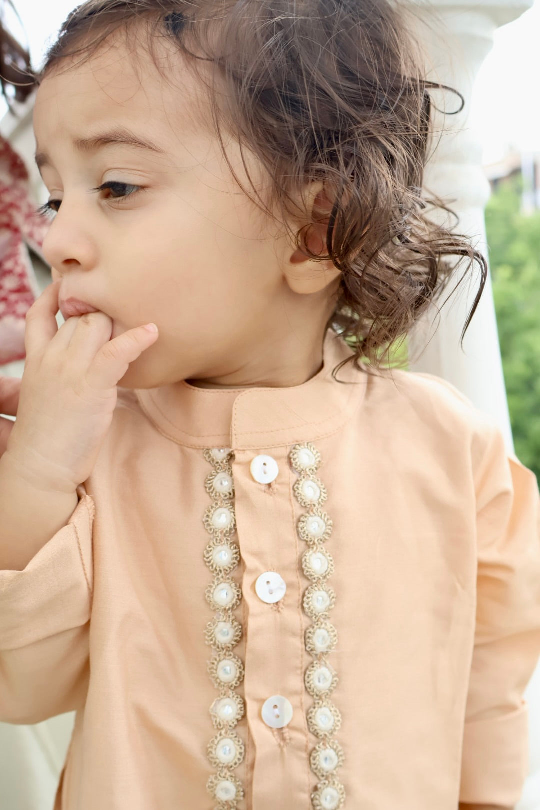 Rose gold Embroidered kurta pyjama set