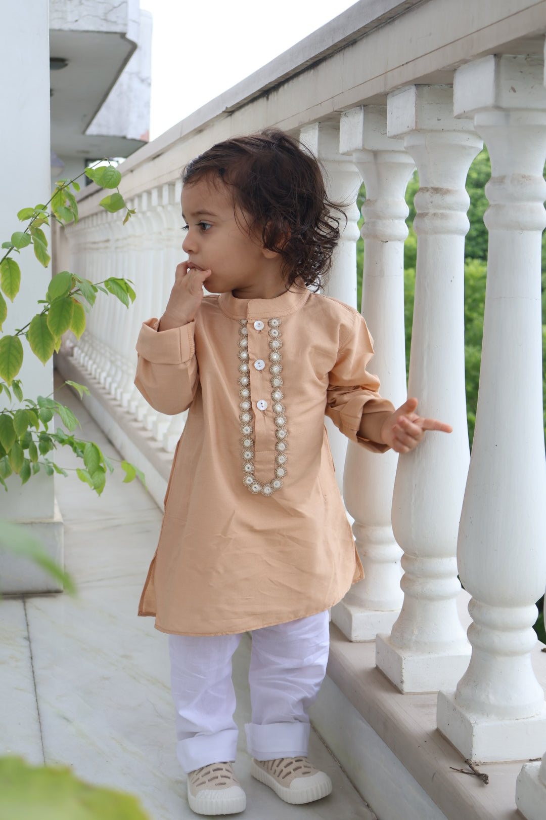 Rose gold Embroidered kurta pyjama set