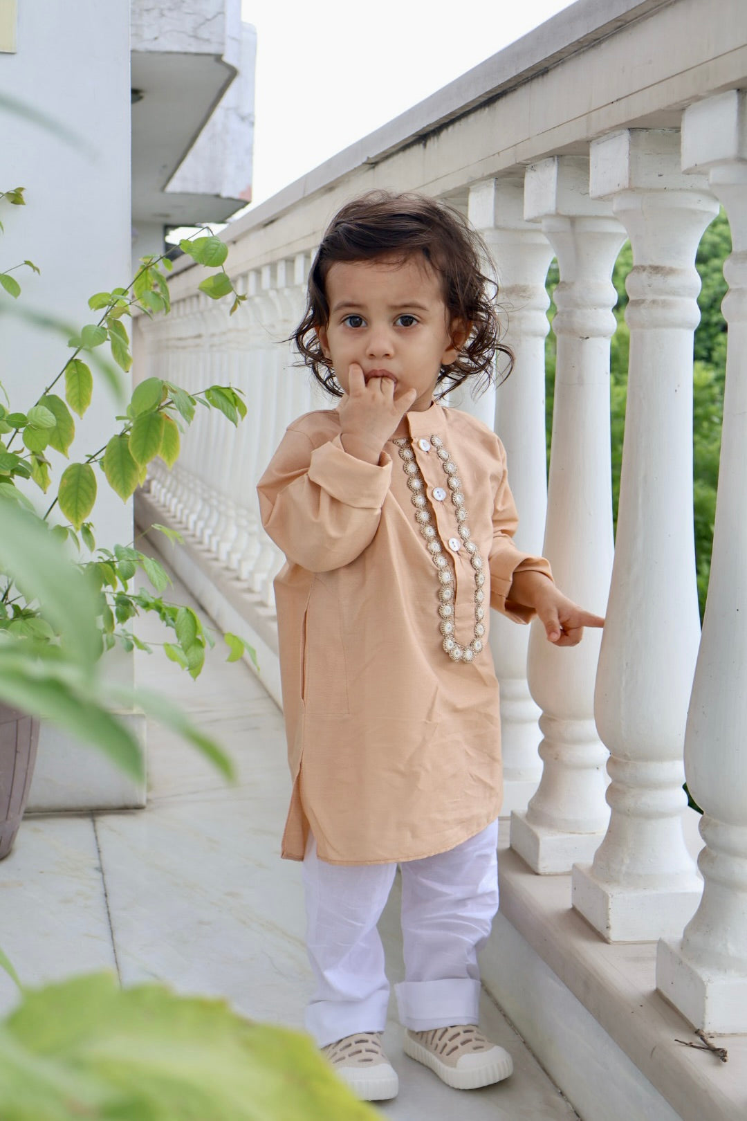 Rose gold Embroidered kurta pyjama set