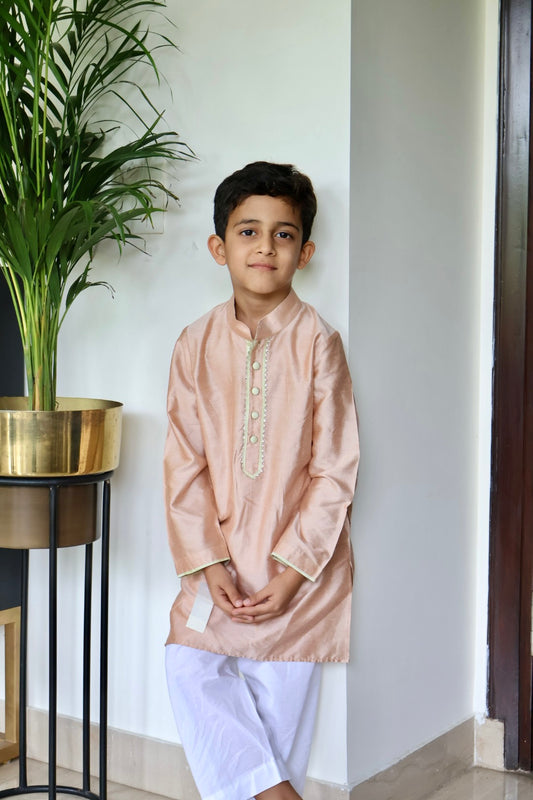 Rose gold Kurta pyjama Set for Boys