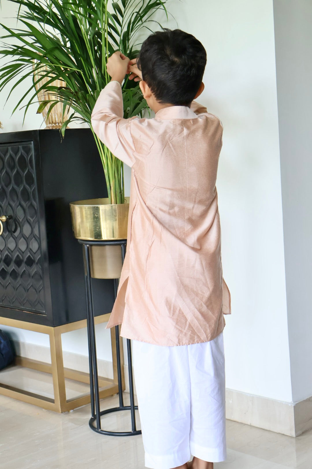 Rose gold Kurta pyjama Set for Boys