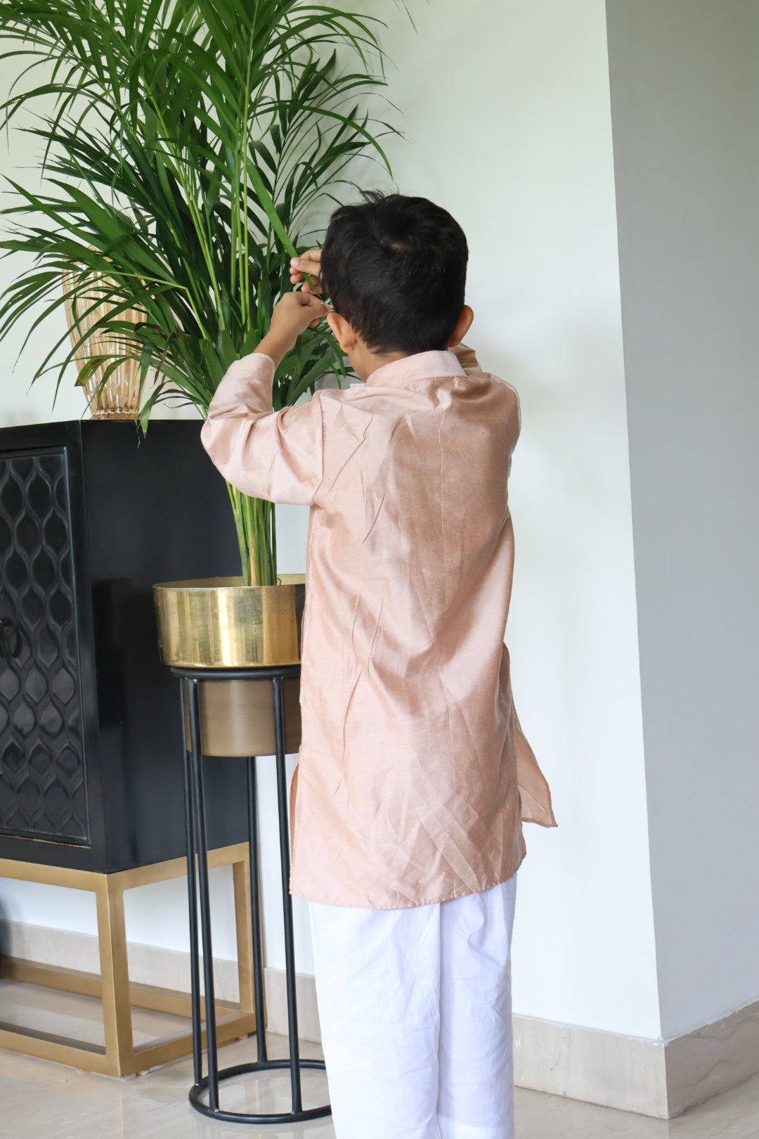 Rose gold Kurta pyjama Set for Boys