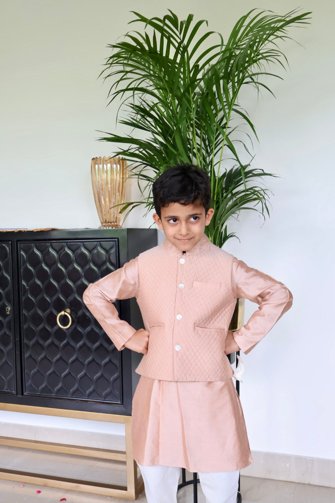 Rose Gold Kurta with Nehru Jacket Set