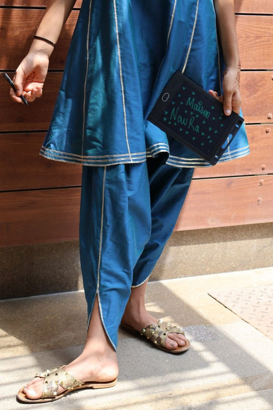Peacock Blue gota Work Kurta Set