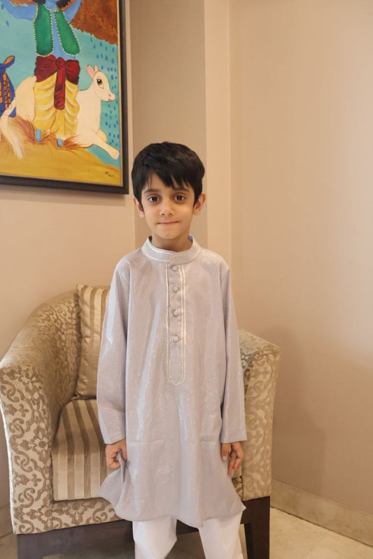 Shimmery Silver Kurta Pajama Set