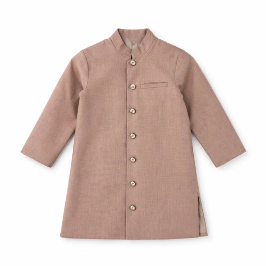 Mouse colour Achkan with cream vintage buttons
