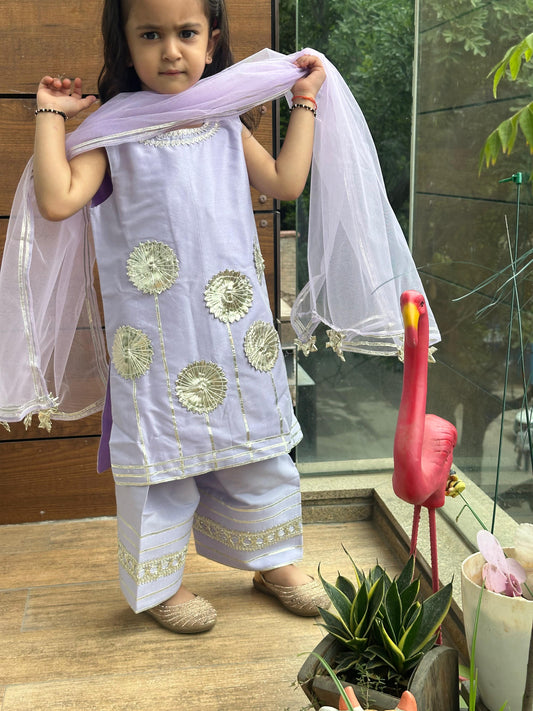 Lavender Embellished Kurta Set
