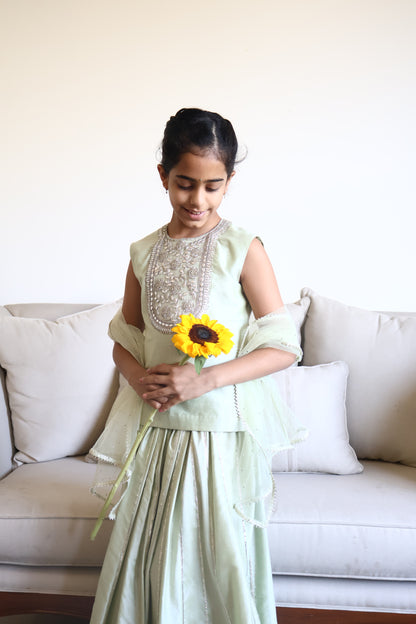 Mint Gotta Patti Lehenga Set (sibling set)