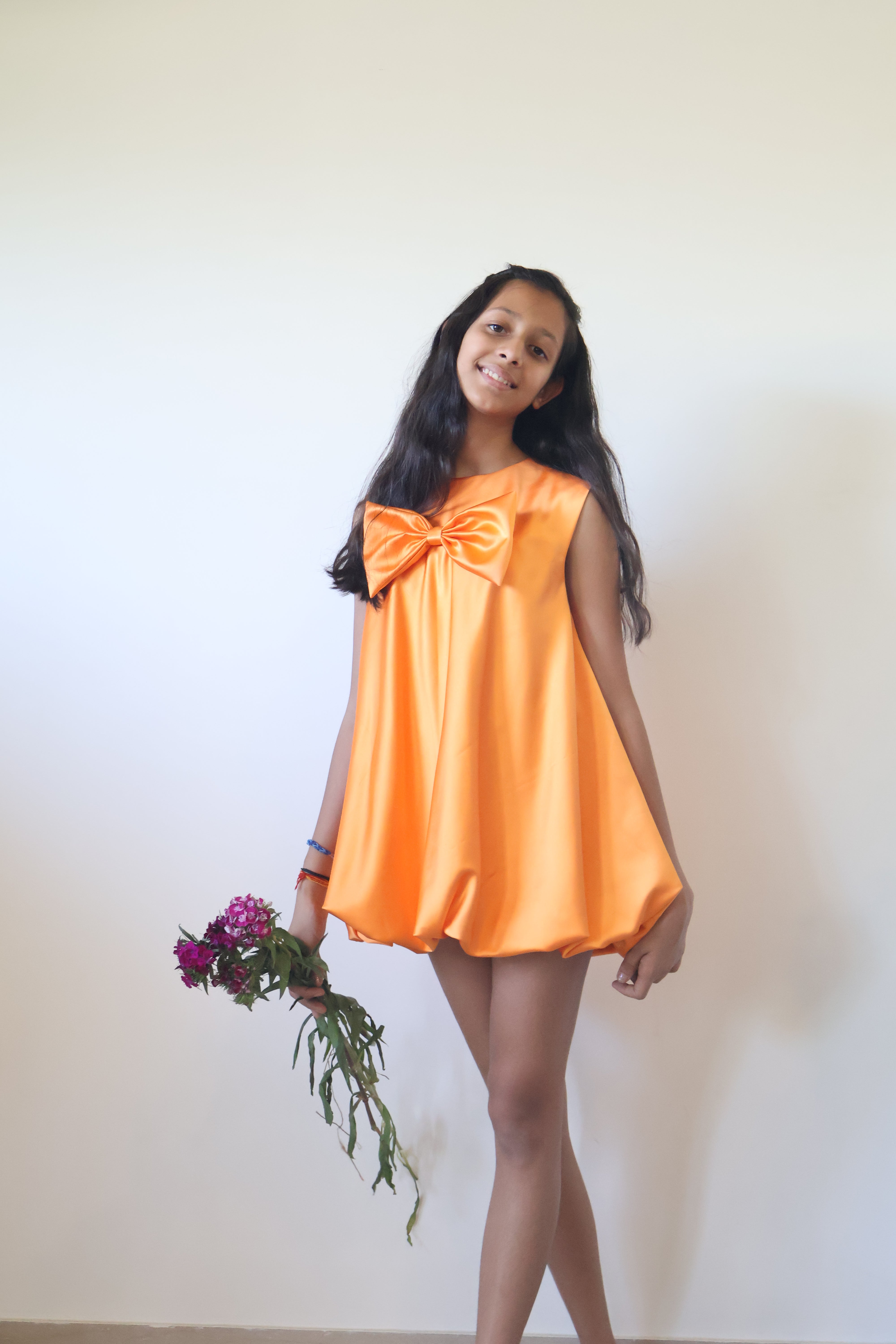 Orange Bow Bubble Dress