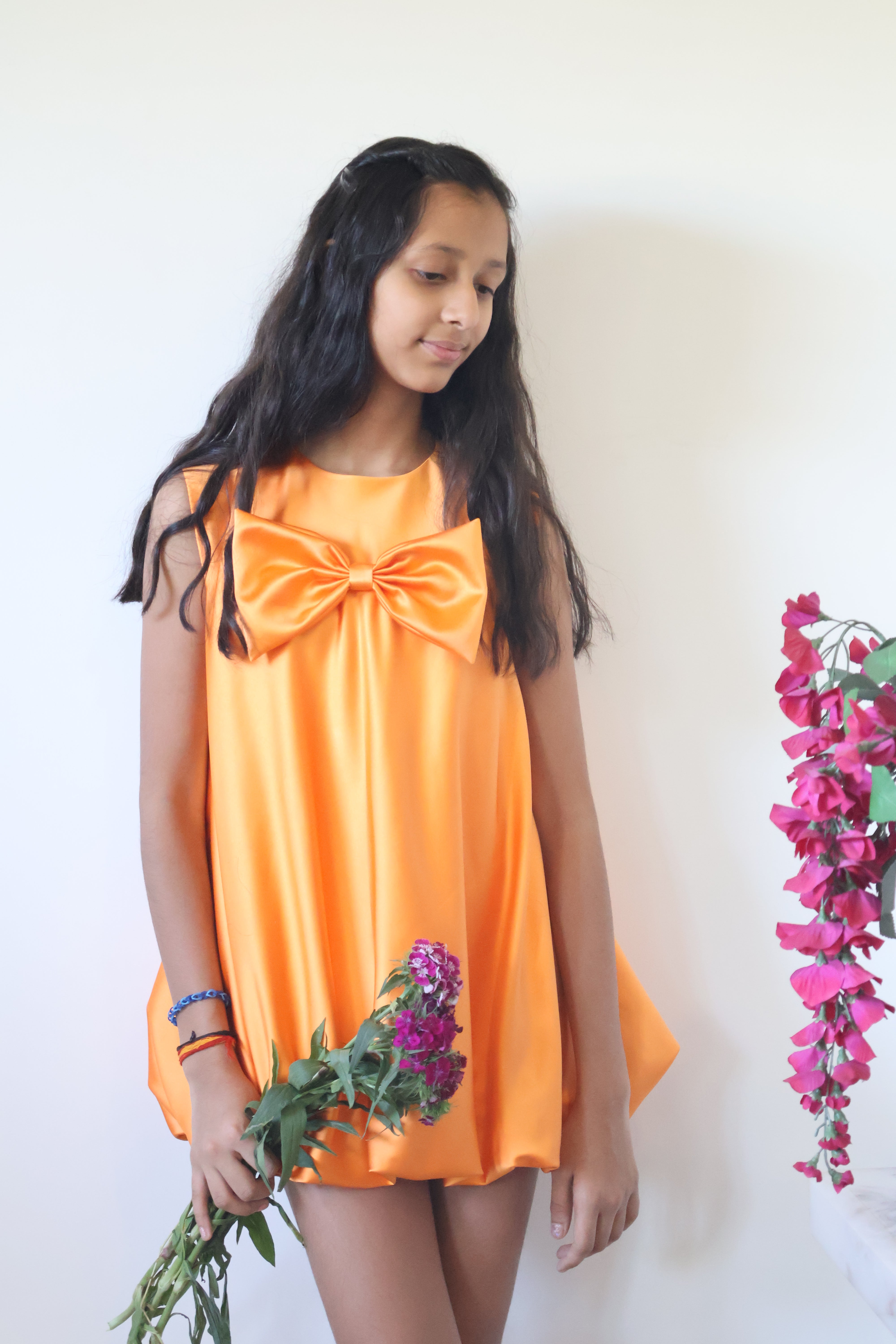 Orange Bow Bubble Dress