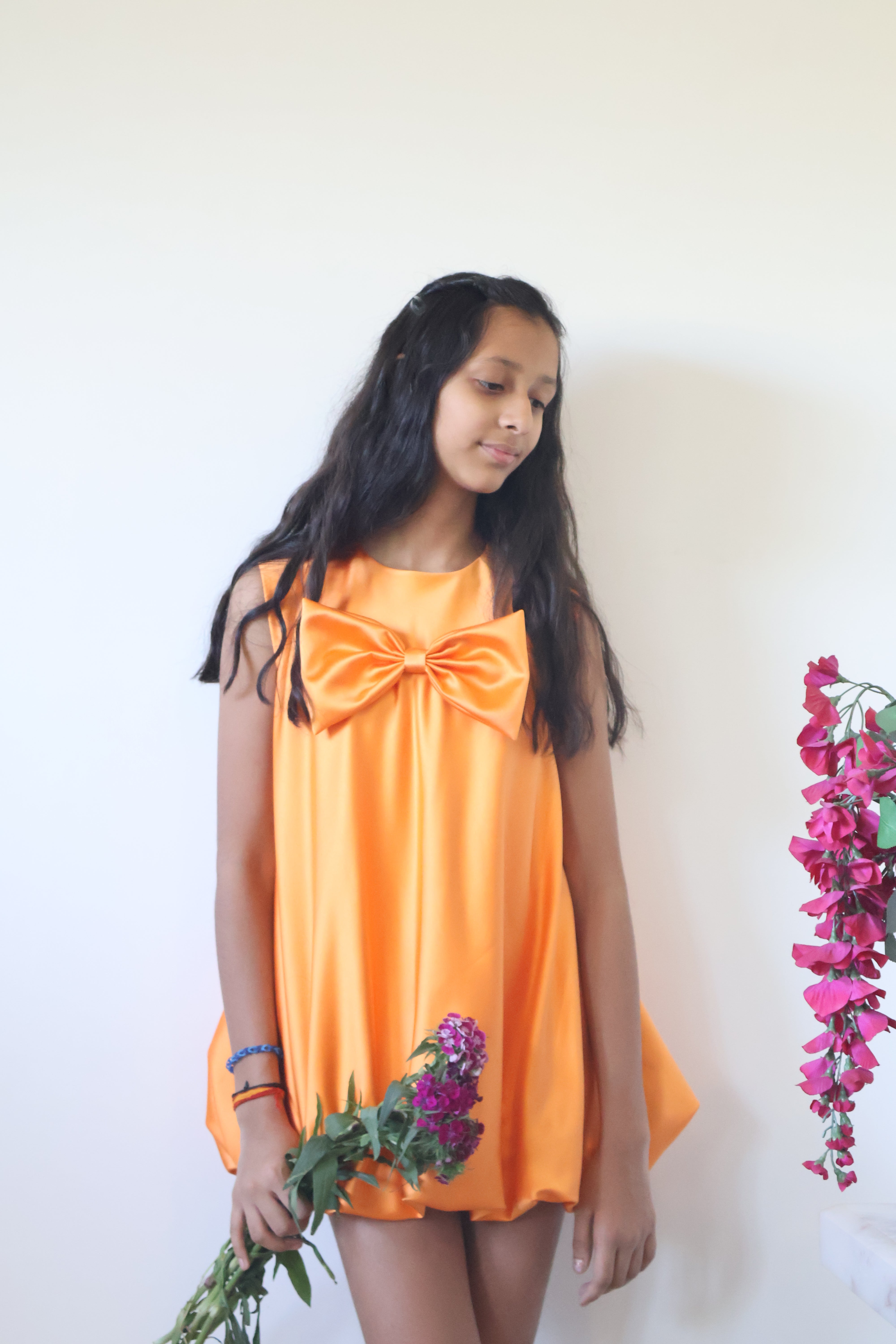 Orange Bow Bubble Dress