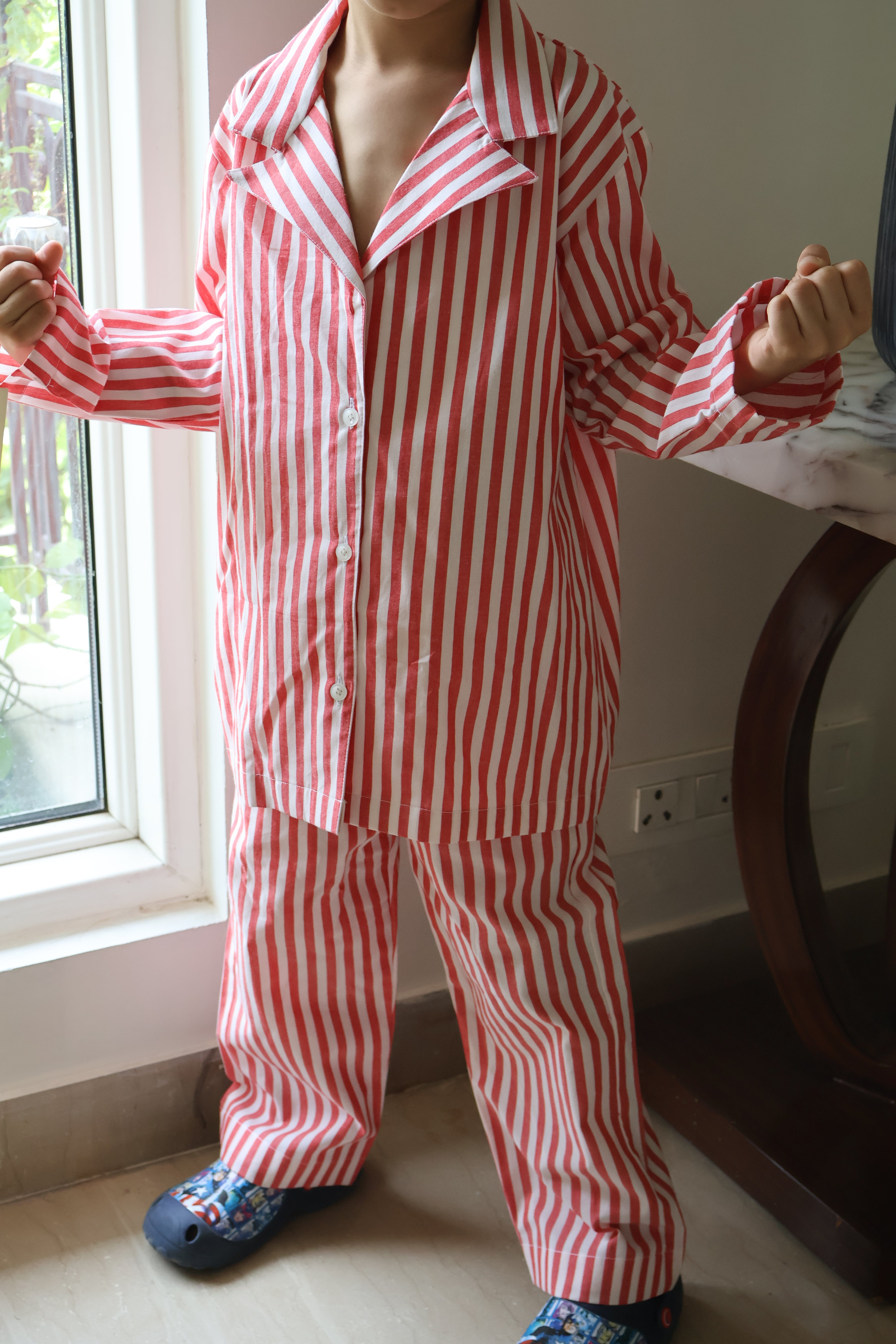 Red & White Breton stripes sleepwear