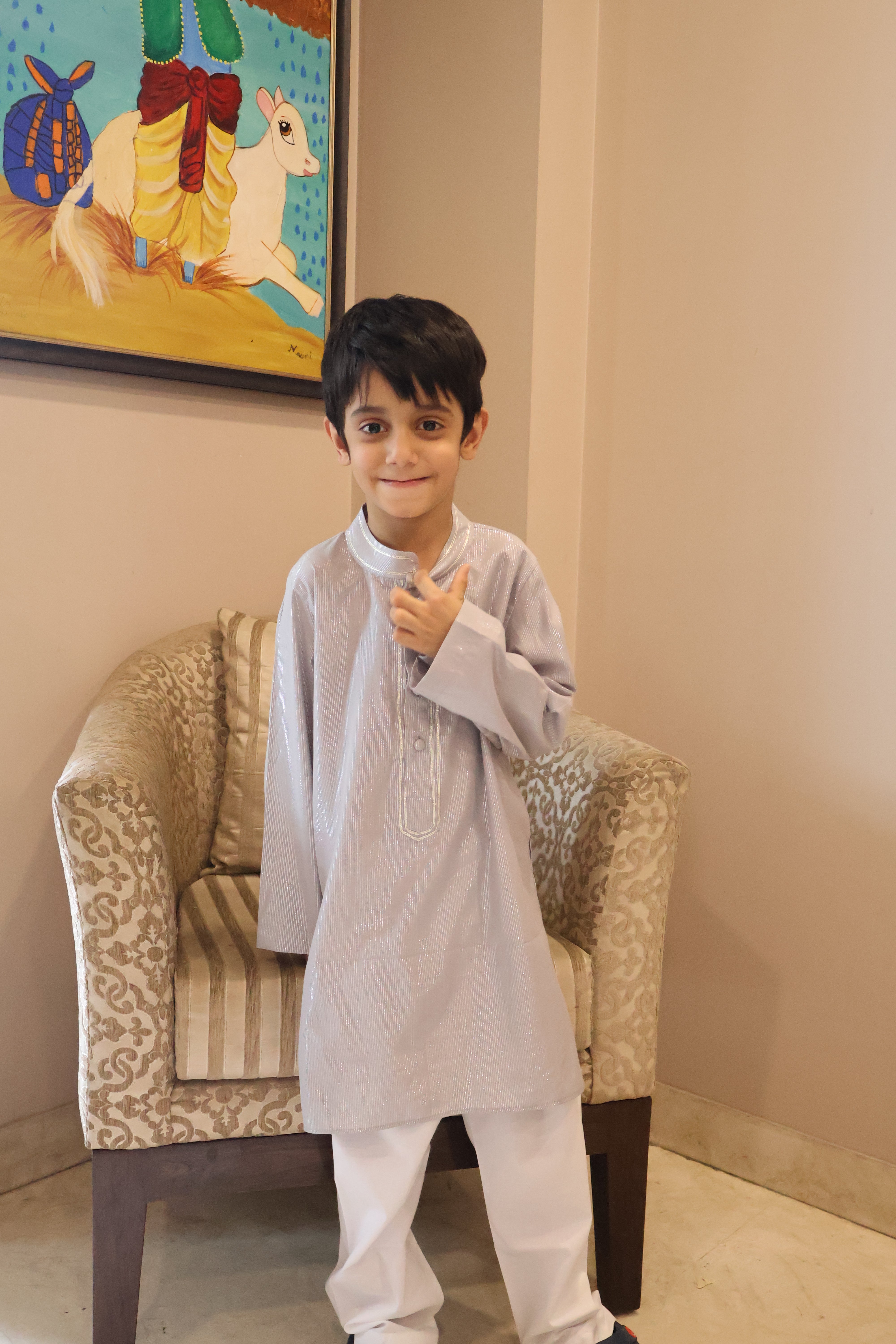 Shimmery Silver Kurta Pajama Set