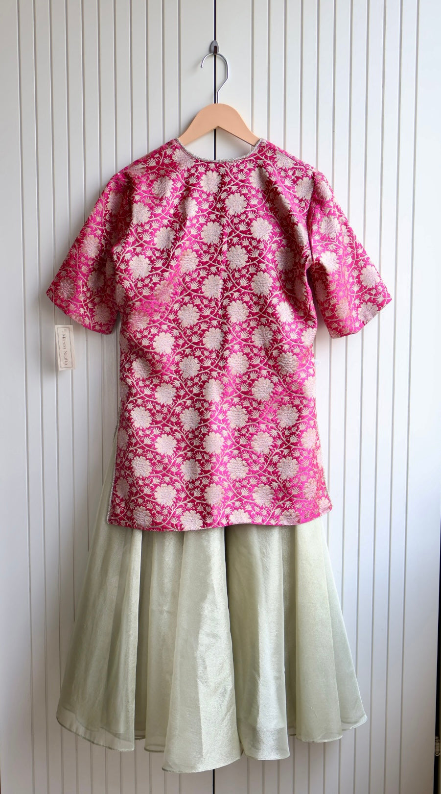 Hot Pink Brocade Short Kurti with gharara