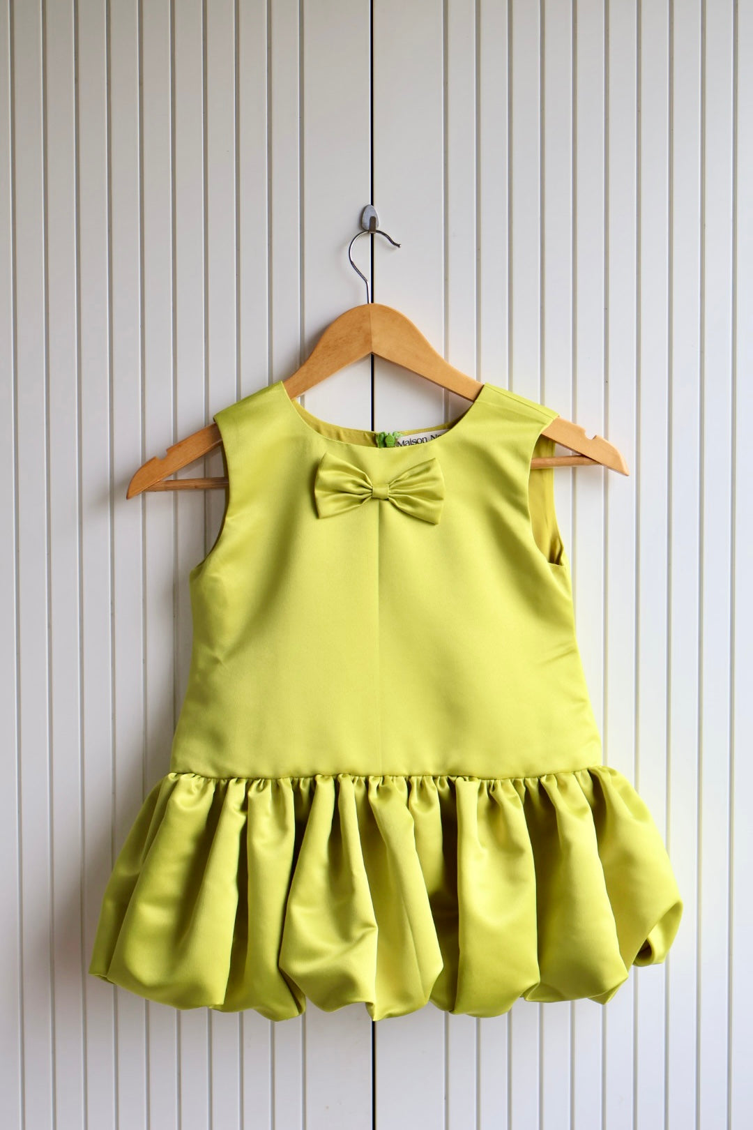 Lime Green Bubble Hem Frock with Bow