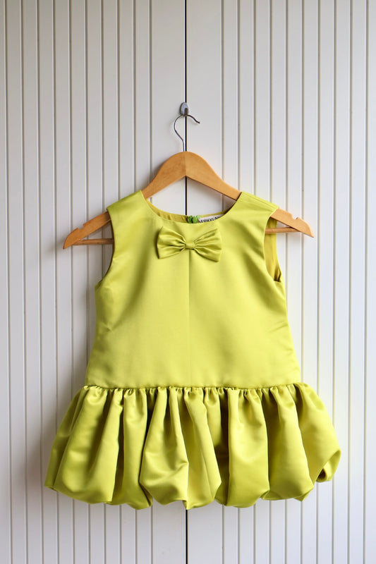 Lime Green Bubble Hem Frock with Bow