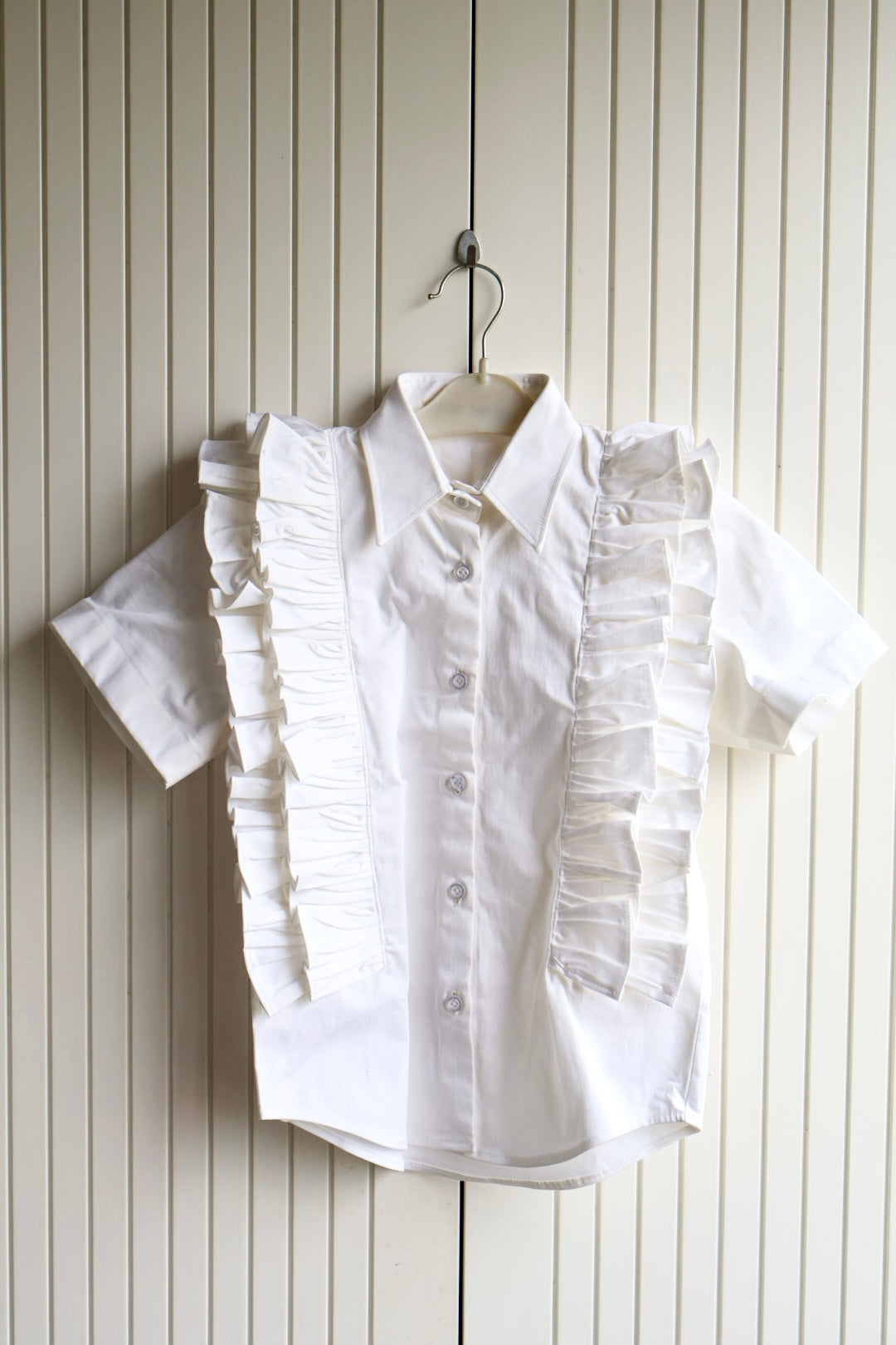 Classy White Shirt with Layered Ruffles