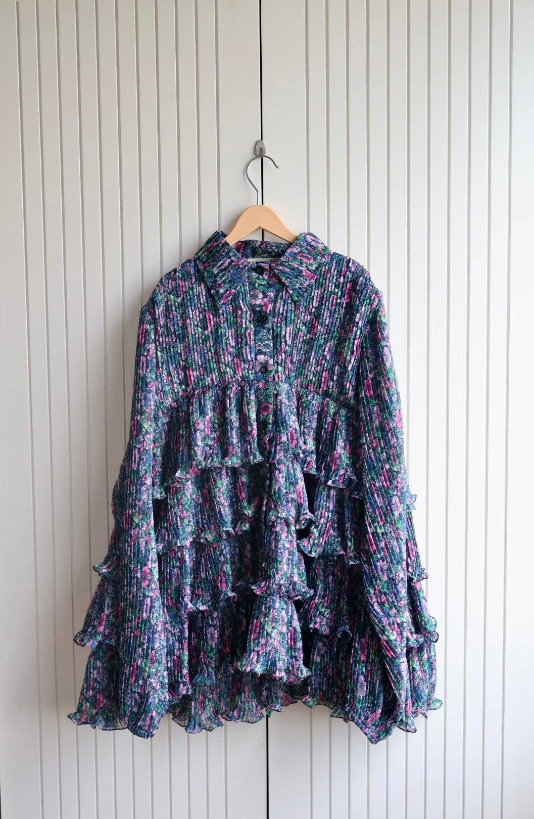 Multicolor floral Pleated frill shirt