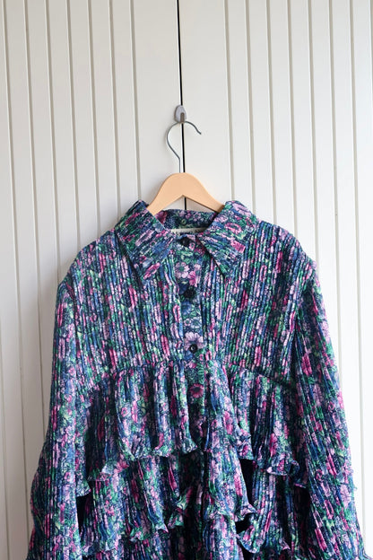 Multicolor floral Pleated frill shirt
