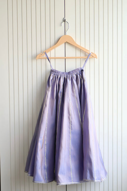 Lavender Frill sleeves crop top with lehnga