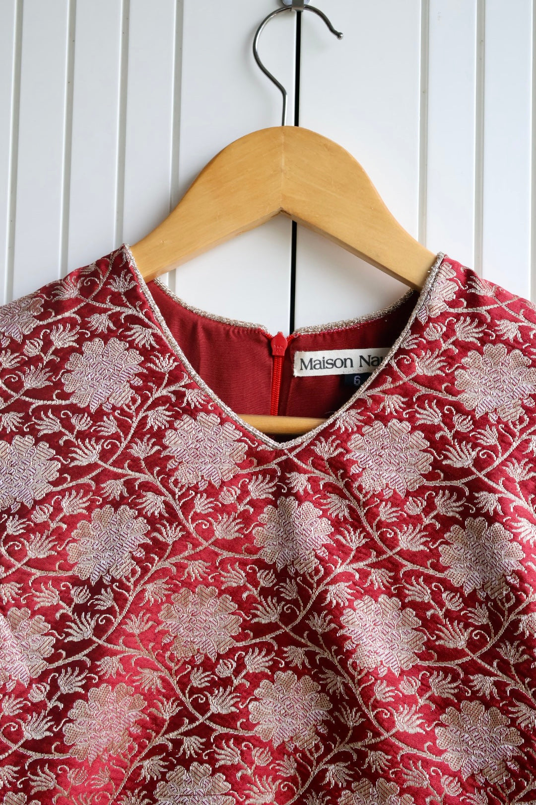 Maroon brocade top with water gold lehnga