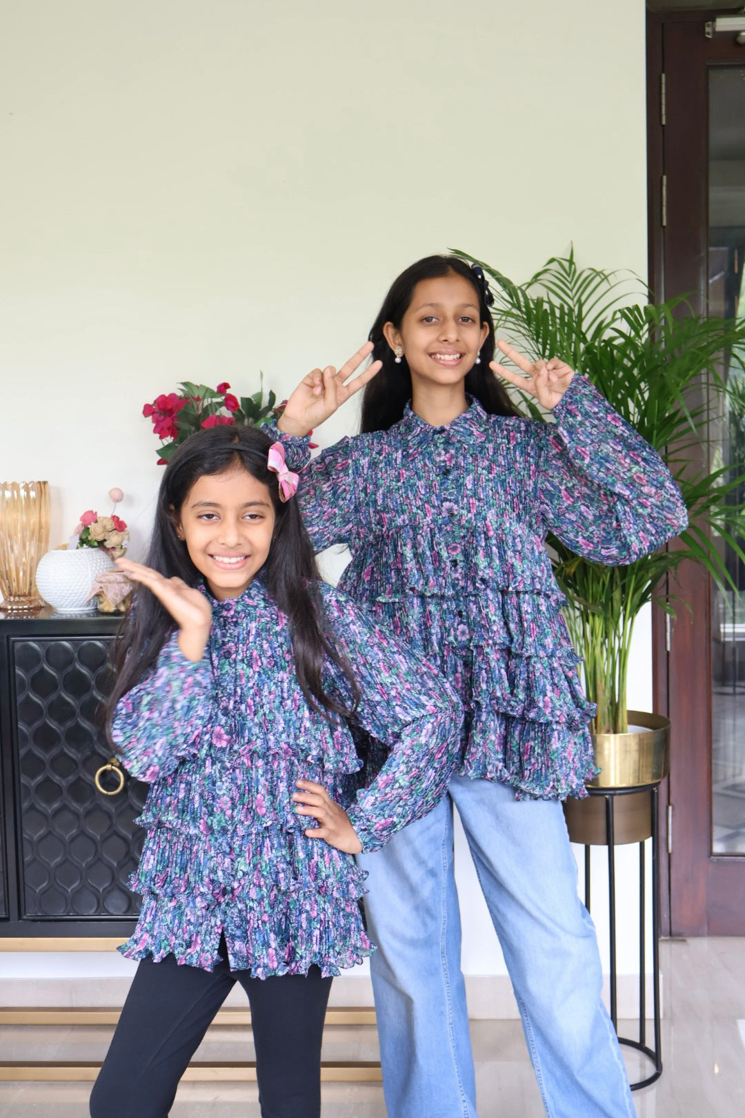 Multicolor floral Pleated frill shirt