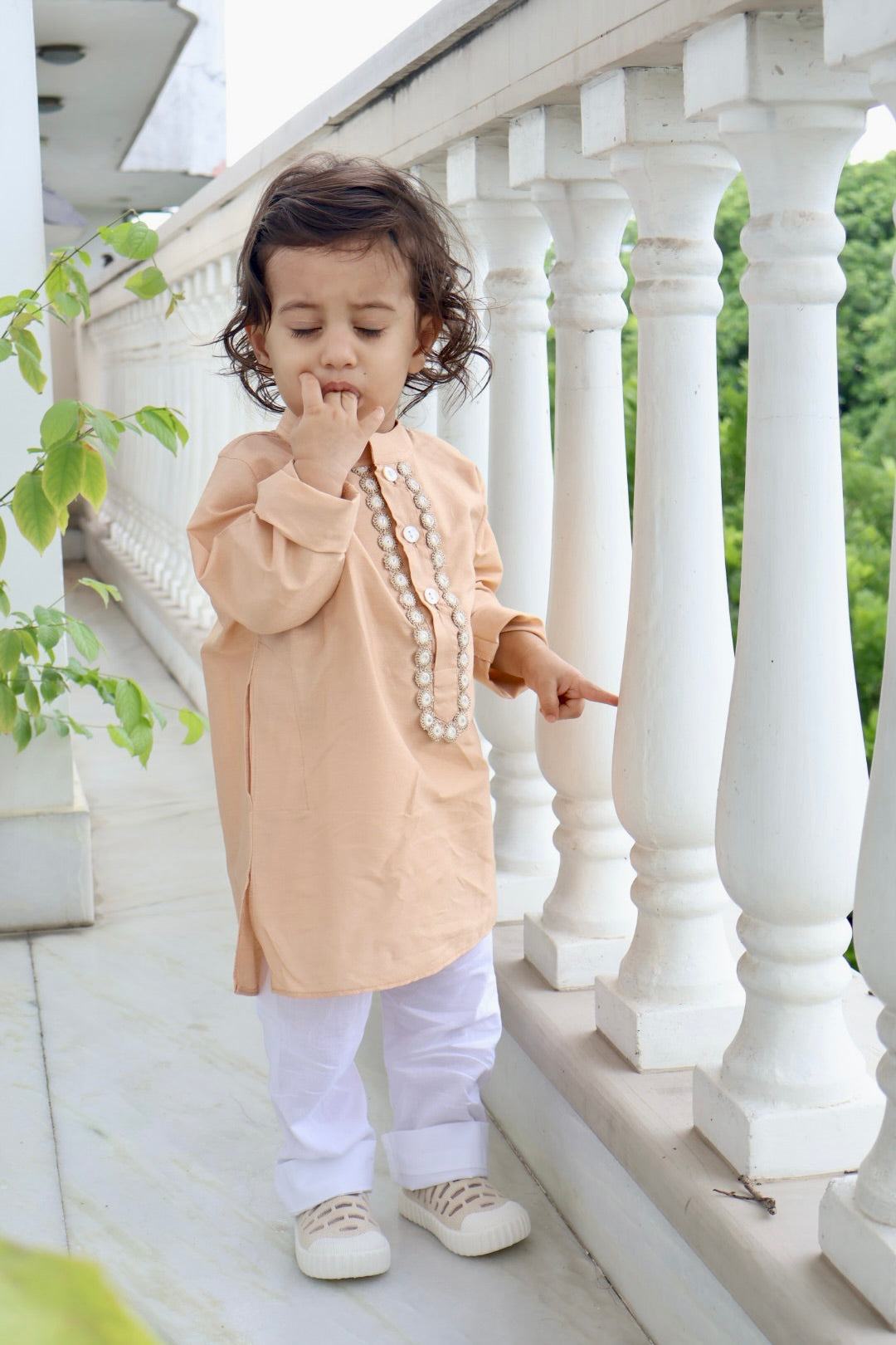 Rose gold Embroidered kurta pyjama set