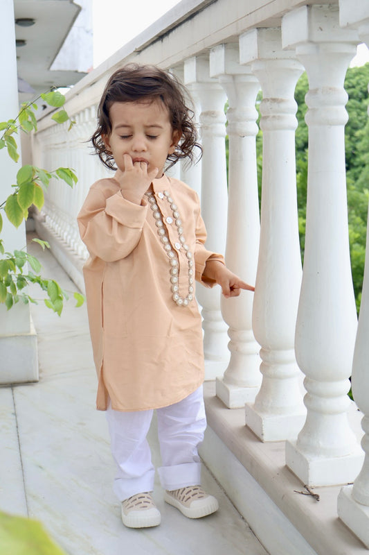 Rose gold Embroidered kurta pyjama set