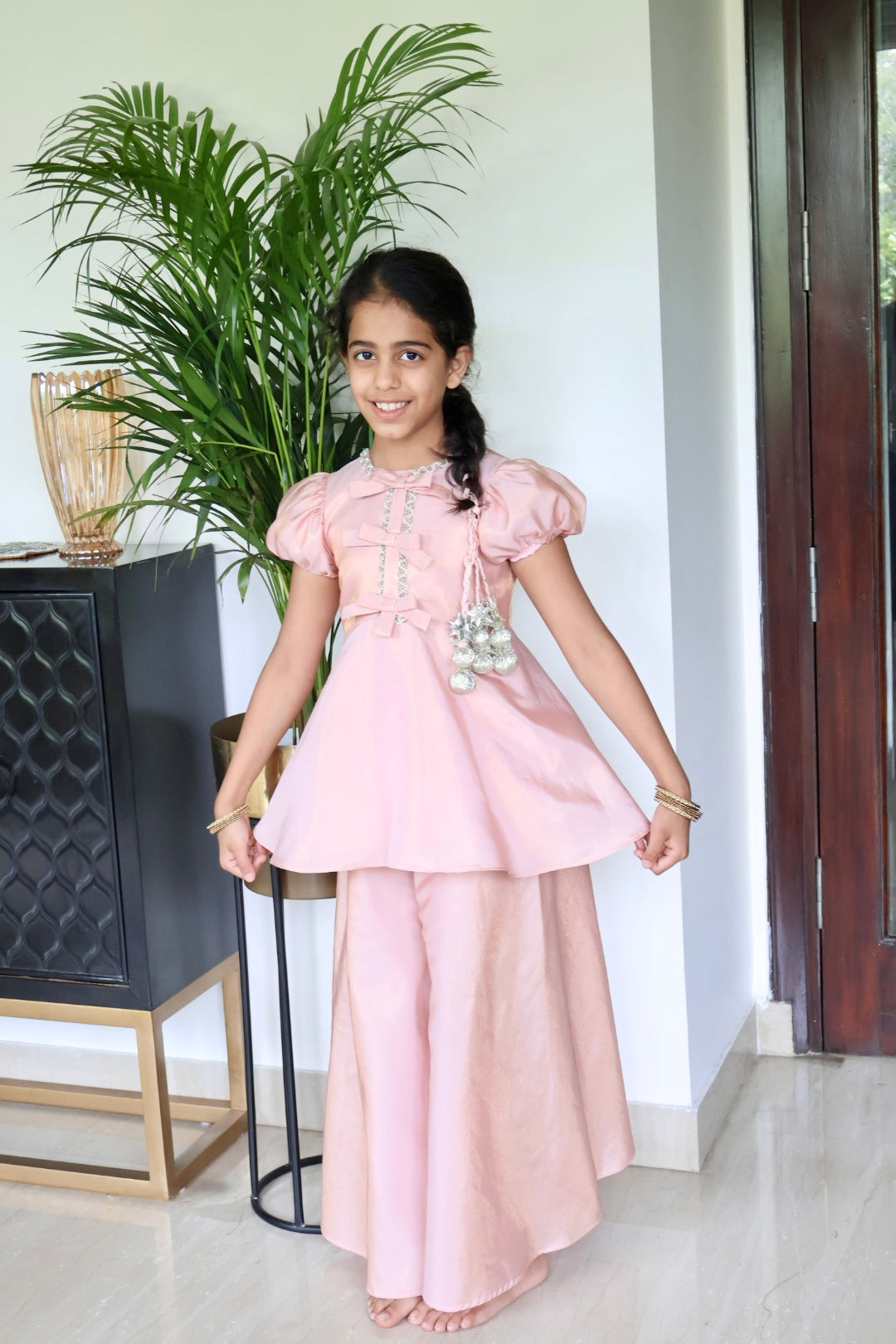 Light Pink Sharara with peplum top
