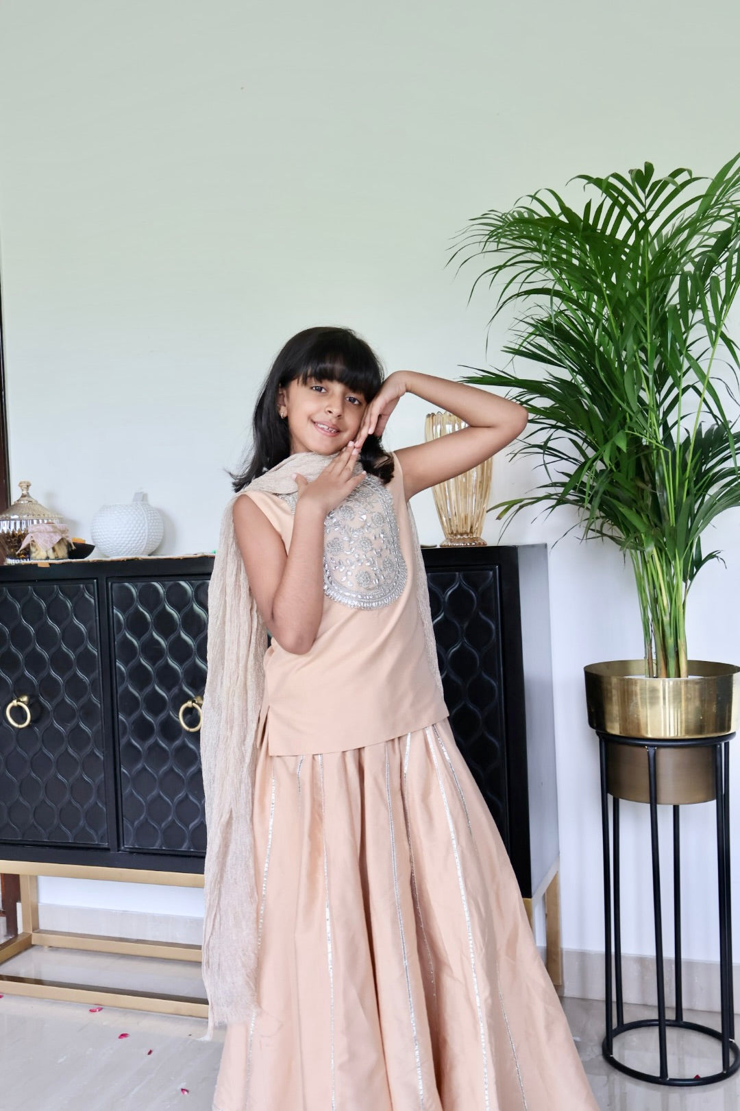 Golden Gotta Patti Lehnga set