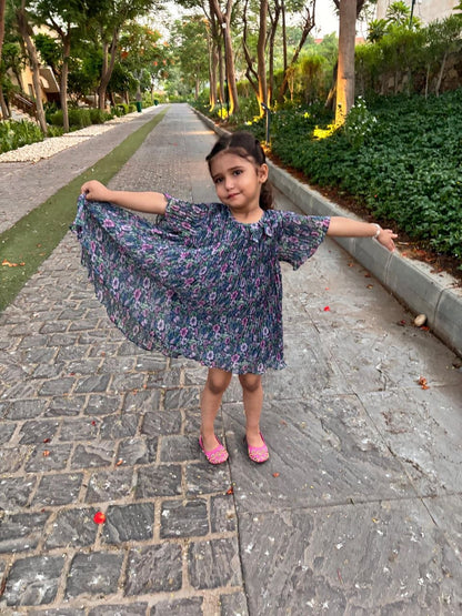 Purple Pleated Party Dress