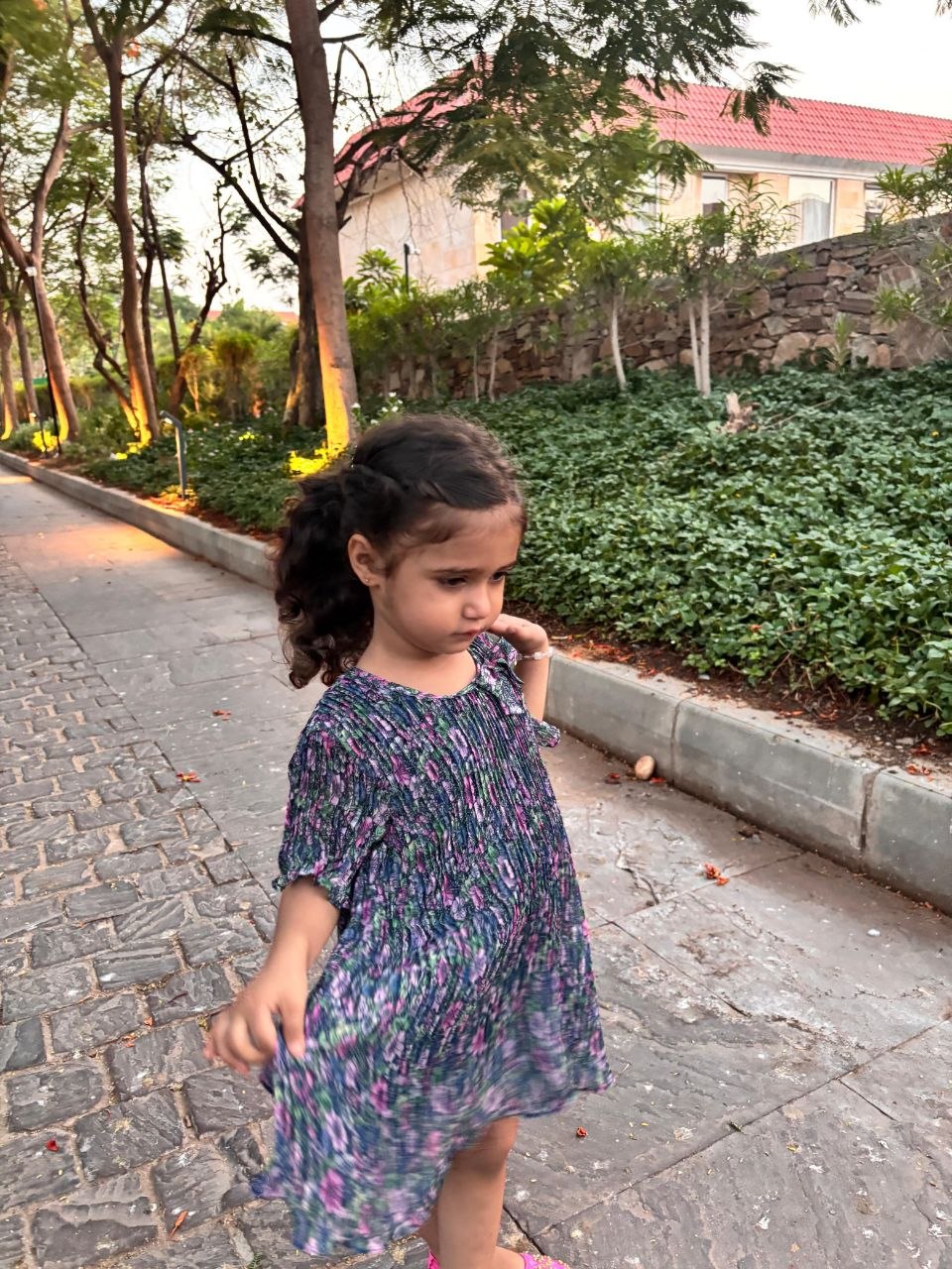 Purple Pleated Party Dress