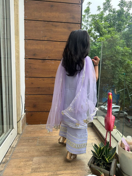 Lavender Embellished Kurta Set