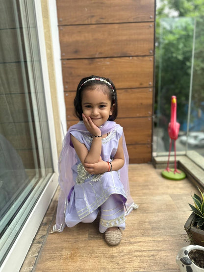 Lavender Embellished Kurta Set