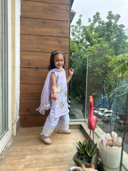 Lavender Embellished Kurta Set