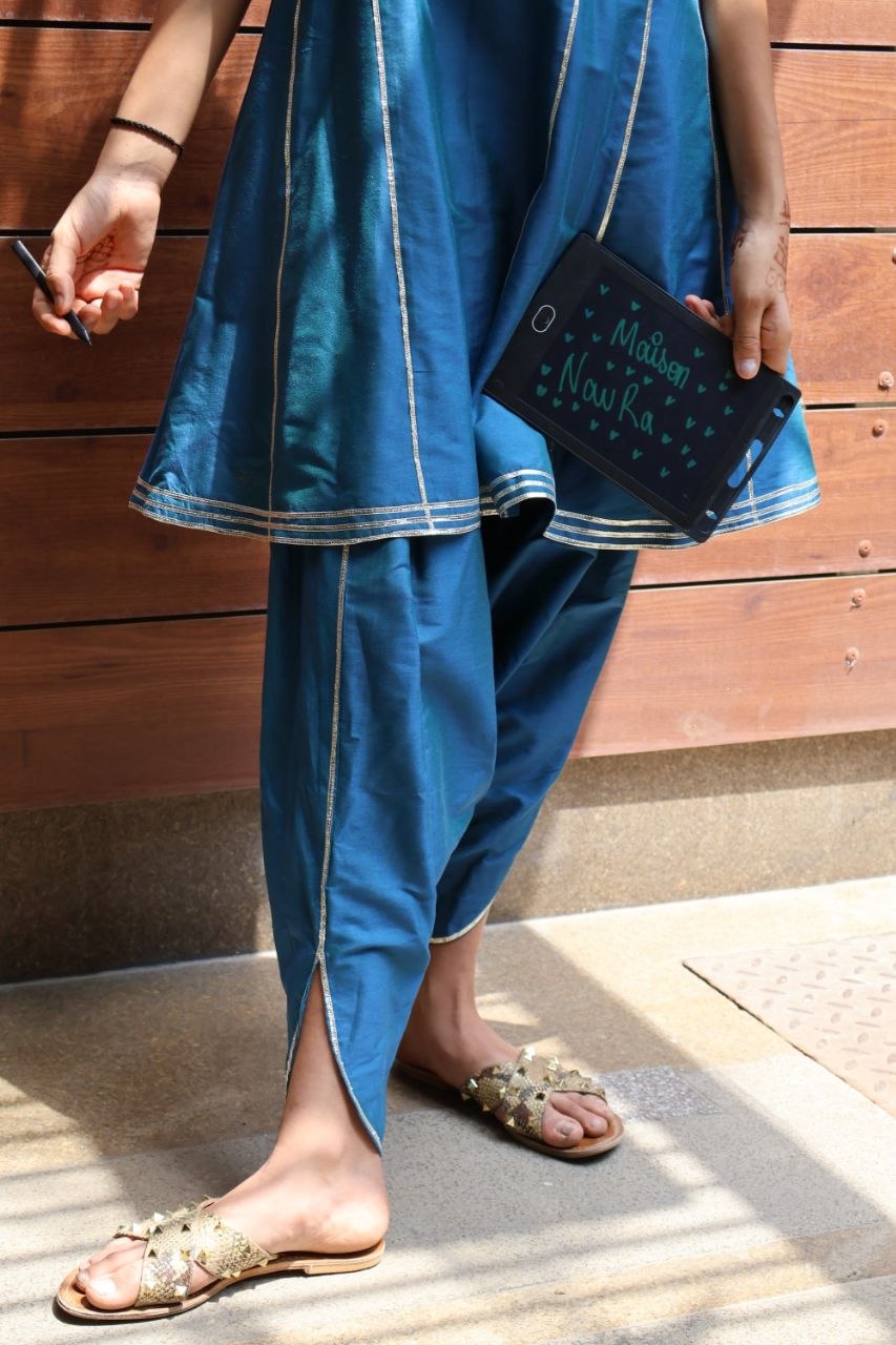 Peacock Blue gota Work Kurta Set