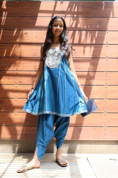 Peacock Blue gota Work Kurta Set