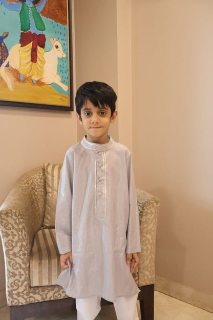 Shimmery Silver Kurta Pajama Set