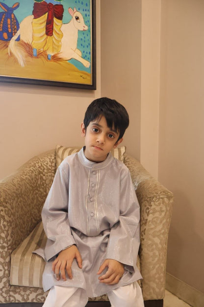 Shimmery Silver Kurta Pajama Set