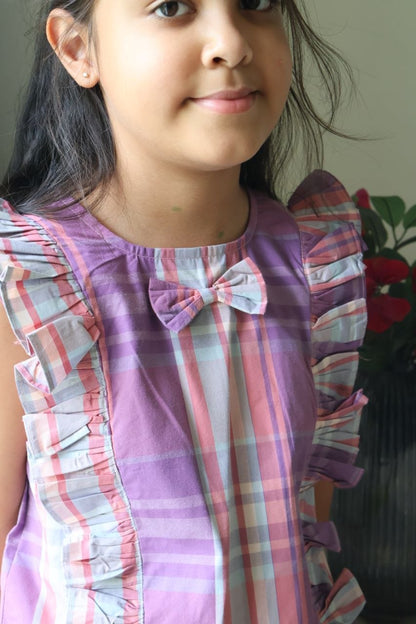 Lilac Checkered Girls Co-ord Set
