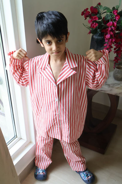 Red & White Breton stripes sleepwear