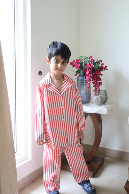 Red & White Breton stripes sleepwear